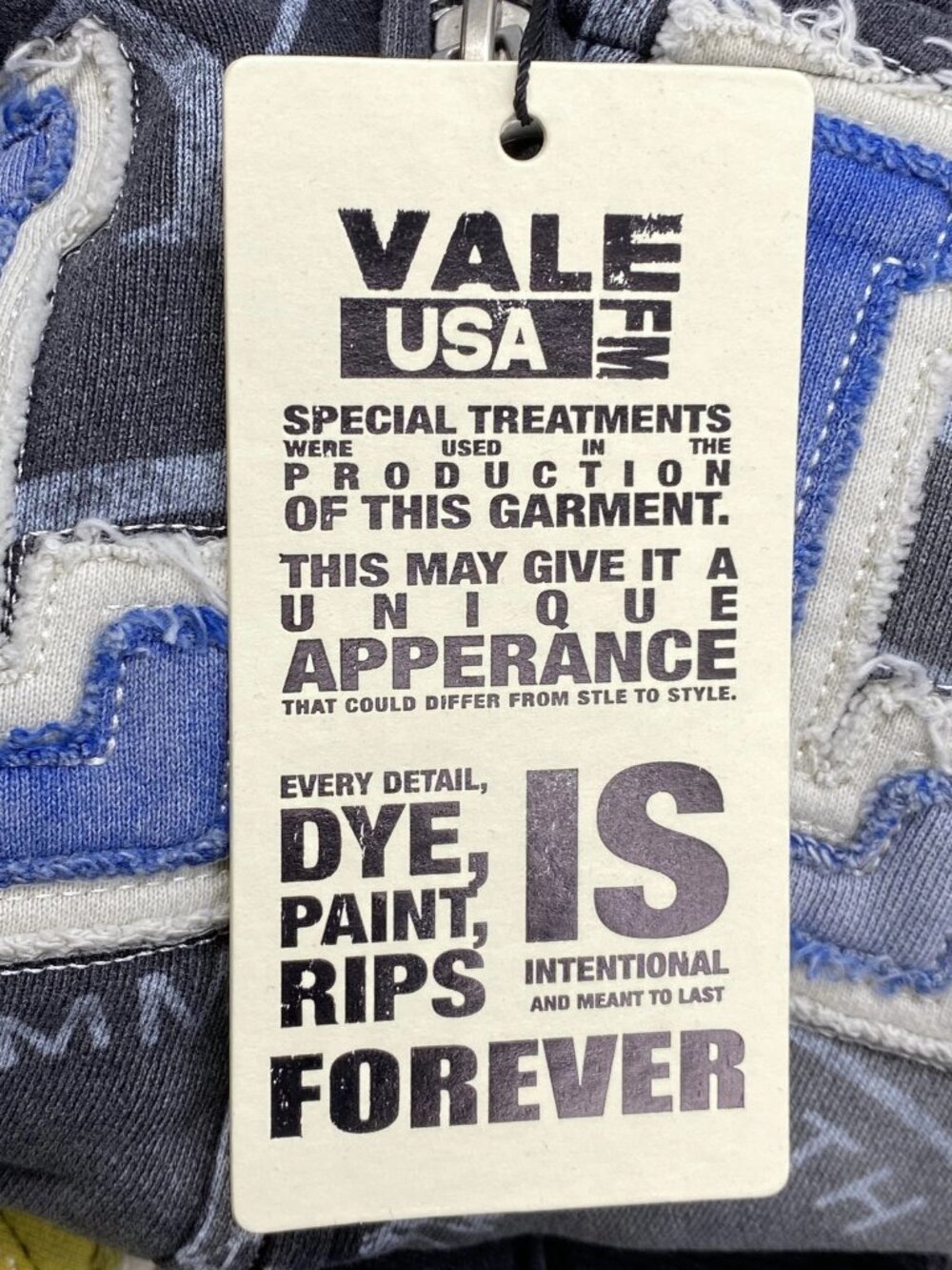 Vale Forever Unisex Hoodie Black/Multi Size S Blasted Zip Up Distressed Cotton - Picture 4 of 12